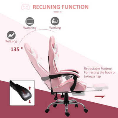 Vinsetto Racing Gaming Chair w Lumbar Support Office Gamer Chair Pink