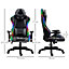 Vinsetto Racing Gaming Chair with RGB LED Light, Lumbar Support, Adjustable Height, Swivel Gamer Desk, Black Grey