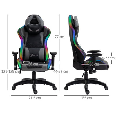 Vinsetto Racing Gaming Chair with RGB LED Light, Lumbar/Head