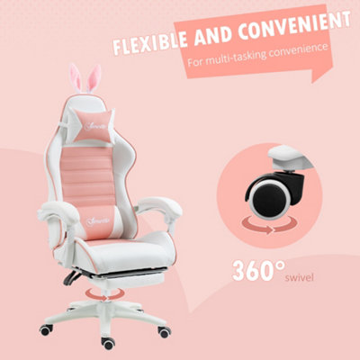 Vinsetto Racing Style Gaming Chair with Footrest Removable Rabbit Ears ...