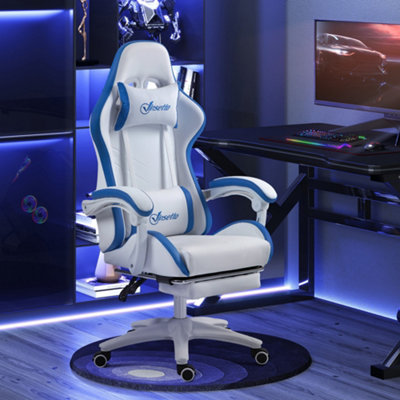 Vinsetto Racing Style Gaming Chair with Reclining Function Footrest Blue