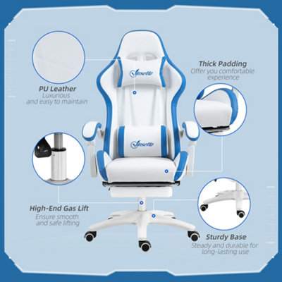 Vinsetto Racing Style Gaming Chair with Reclining Function Footrest Blue