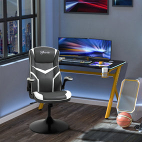 Vinsetto Racing Video Game Chair PVC Leather Computer Gaming Chair Grey