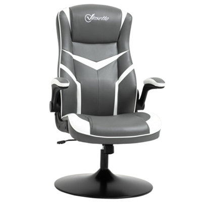 Vinsetto Racing Video Game Chair PVC Leather Computer Gaming Chair Grey