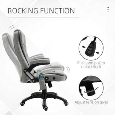 Vinsetto Reclining Office Chair w/ Heating Massage Points Relaxing Grey