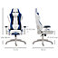 Vinsetto RGB LED Light Gaming Chair, PU Leather Thick Padding High Back Office with Removable Pillows, White Blue