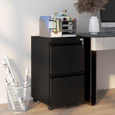 HOMCOM Brown 2-Drawer File Cabinet Organizer With Spacious Tabletop 836