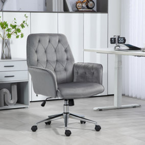 Vinsetto Swivel Computer Chair w/ Arm Modern Style Tufted Home Office Dark Grey