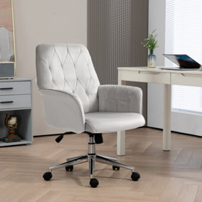 Vinsetto Swivel Computer Chair w/ Arm Modern Style Tufted Home Office Light Grey