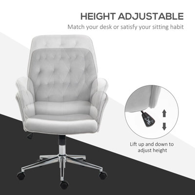 Vinsetto Swivel Computer Chair w/ Arm Modern Style Tufted Home Office Light Grey