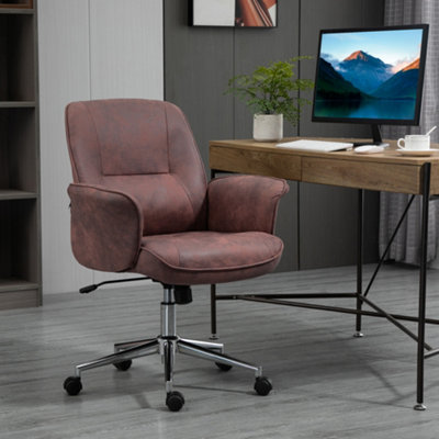 Vinsetto Swivel Computer Office Chair Mid Back Desk for Home Study Bedroom, Red