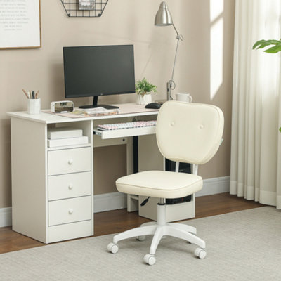 Vinsetto Vanity Task Chair with Adjustable Height, Armless, Cream
