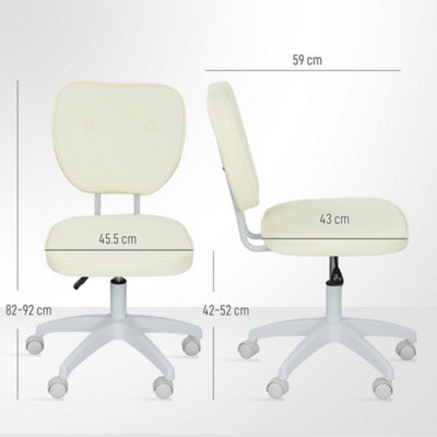 Vinsetto Vanity Task Chair with Adjustable Height, Armless, Cream