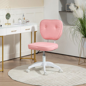 Vinsetto Vanity Task Chair with Adjustable Height, Armless, Pink