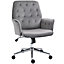 Vinsetto Velvet-Feel Fabric Office Swivel Chair Mid Back Computer Desk Chair with Adjustable Seat, Arm - Deep Grey