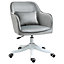 Vinsetto Velvet-Feel Tub Office Chair w/ Massage Pillow Wheels Adjustable Height Ergonomic Padding Luxe Home Style Seat Grey