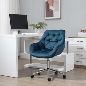 Vinsetto Velvet Home Office Chair Desk Chair with Adjustable Height, Blue
