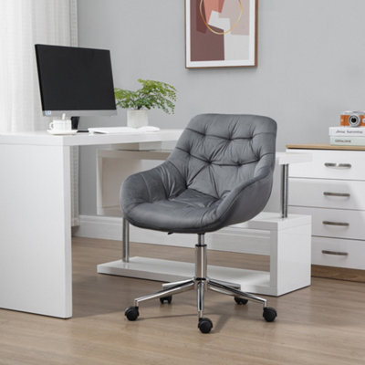 Vinsetto Velvet Home Office Chair Desk Chair with Adjustable Height, Dark Grey