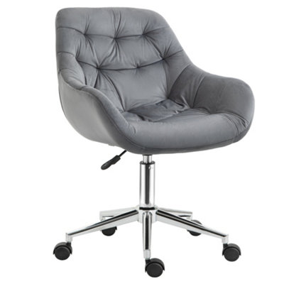 Vinsetto Velvet Home Office Chair Desk Chair with Adjustable Height, Dark Grey