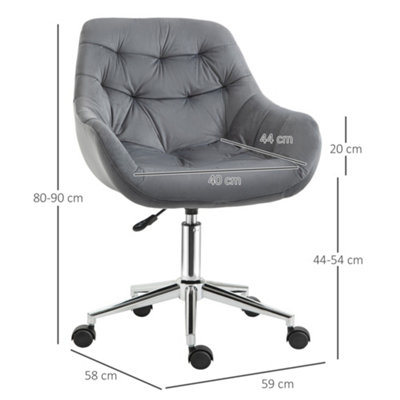 Vinsetto Velvet Home Office Chair Desk Chair with Adjustable Height, Dark Grey