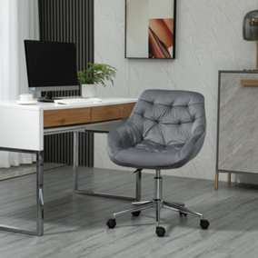 Vinsetto Velvet Home Office Chair Desk Chair with Adjustable Height, Dark Grey