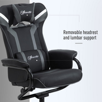Vinsetto Video Game Chair and Footrest Set with Lumbar Support Headrest ...
