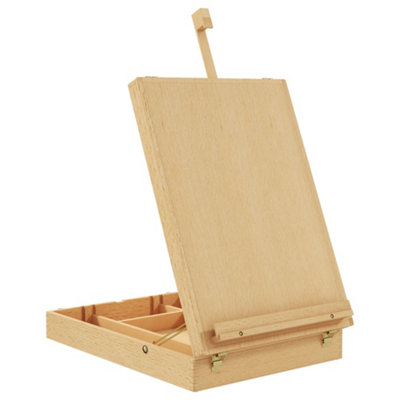 Vinsetto Wooden Table Easel Box Hold Canvas up to 61cm, Adjustable Beechwood Storage Table Box Easel