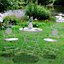 Vintage 3 Piece Cream Outdoor Alfresco Garden Furniture Dining Table and Chair Folding Bistro Set