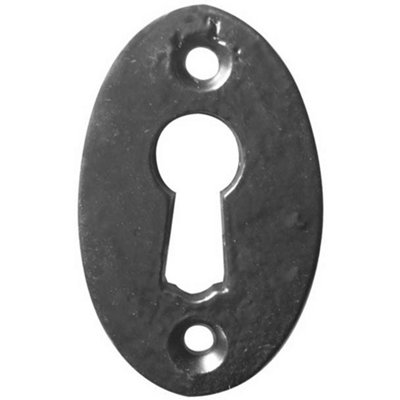 Vintage 50mm Black Oval Escutcheon for Doors and Cabinets - Key Hole Cover
