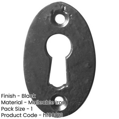 Vintage 50mm Black Oval Escutcheon for Doors and Cabinets - Key Hole Cover