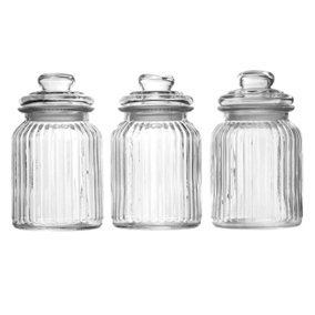 Vintage Airtight Glass Jars 990ml - Set of 3