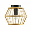 Vintage and Industrial Black Metal Ceiling Light Fitting with Outer Bamboo Frame