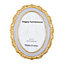 Vintage and Traditional Painted Grey and Brushed Gold Resin Oval 5x7 Photo Frame