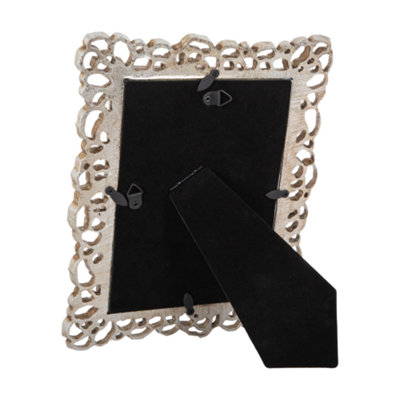 Vintage and Traditional Rustic Brushed Gold 5x7 Picture Frame with Silver Gems