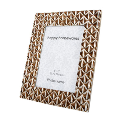 Vintage and Unique Rustic Brushed Gold 5x7 Picture Frame with Silver