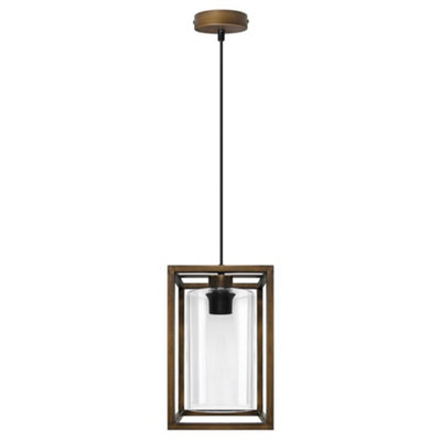 Vintage Antique Brass Box Lantern Ceiling Pendant Light M0155