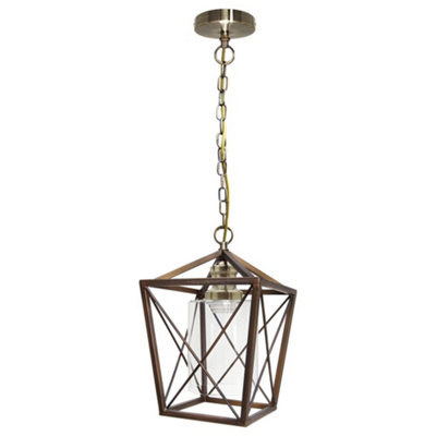 Vintage Antique Brass Lantern Ceiling Pendant Light M0200