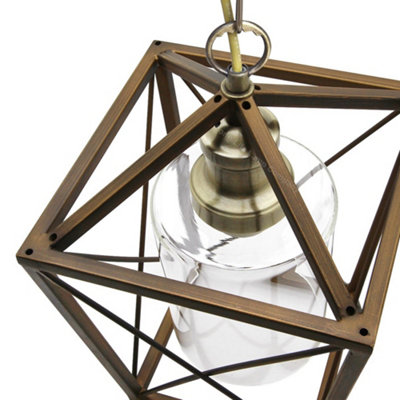 Vintage Antique Brass Lantern Ceiling Pendant Light M0200