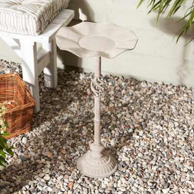 Vintage Antique Brown Footed Freestanding Bird Bath Seed Bird Feeder Garden Ornament