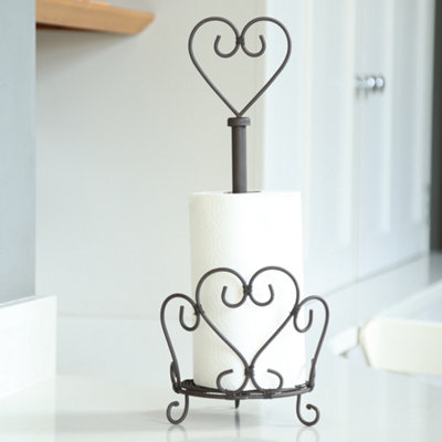 Vintage Antique Brown Heart Freestanding Kitchen Roll Holder Gift Idea