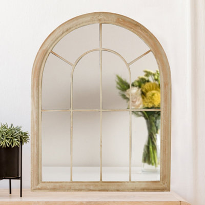 Vintage Arch Decorative Indoor Bathroom Mirror Wall Mounted Framed Decorative Window Mirror 69cm