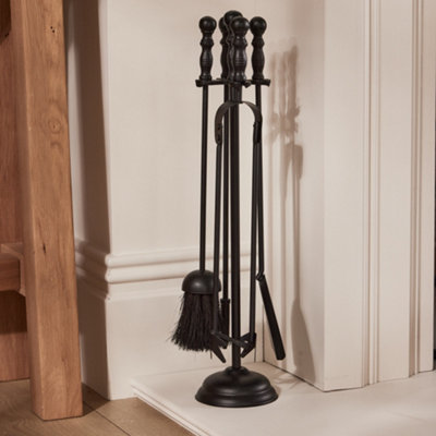 Vintage Black 5 Piece Freestanding Fireplace Companion Set