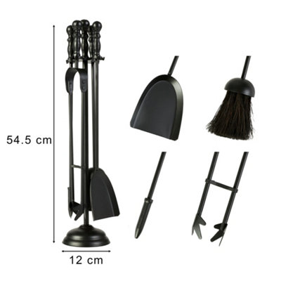 Vintage Black 5 Piece Freestanding Fireplace Companion Set
