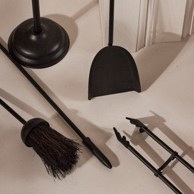 Vintage Black 5 Piece Freestanding Fireplace Companion Set - 4