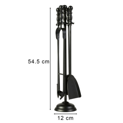 Vintage Black 5 Piece Freestanding Fireplace Companion Set - 5