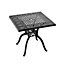 Vintage Black Square Cast Aluminum Outdoor Patio Dining Table with Umbrella Hole All Weather