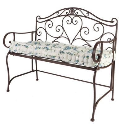 Vintage Blue Floral Print Cotton Indoor Hallway Furniture Chair Pad Bench Seat Pad Cushion