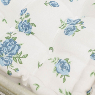 Vintage Blue Floral Print Cotton Outdoor Garden Furniture Bench Cushion - 6