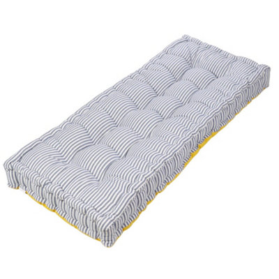 Vintage Blue Striped Reversible Indoor Outdoor Garden  Bench Cushion (L)105cm x (W)42cm