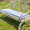 Vintage Blue Striped Reversible Outdoor Garden Furniture Bench Cushion